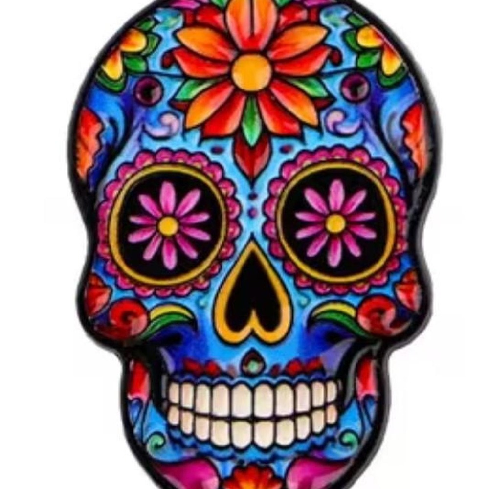 Day of the Dead Sugar Skull Enamel Pin Multicolor Floral Calavera Lapel Pin